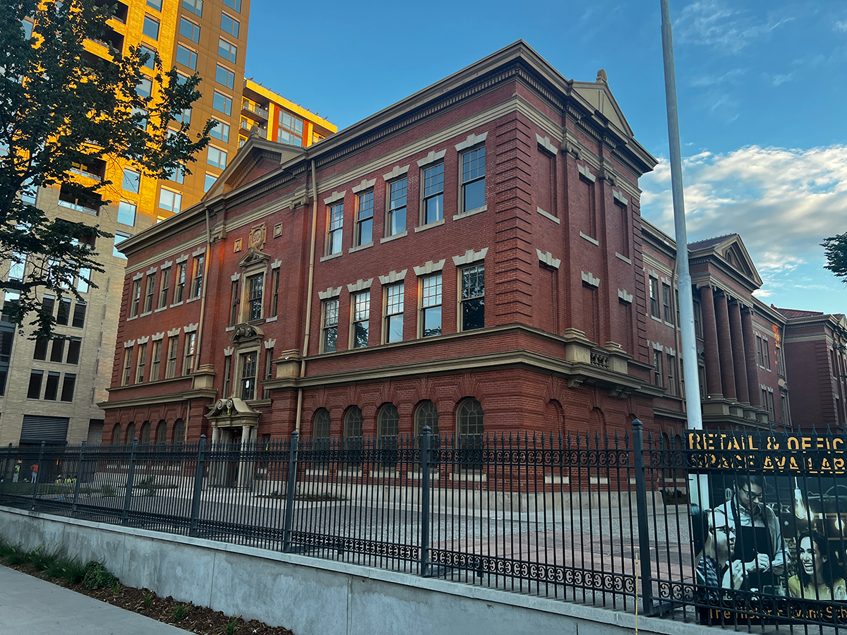 Outside photograph of historic Evans School 